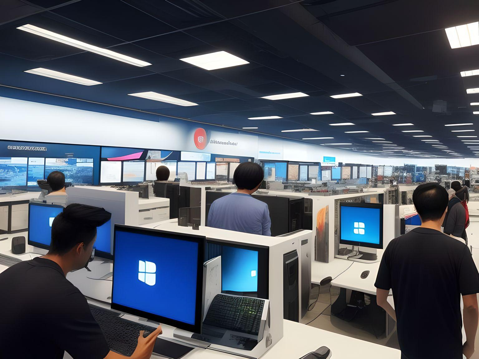People Inside Computer Store